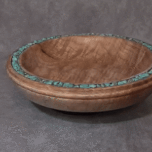 Bowl. Curly Big Leaf Maple, with Turquoise inlay